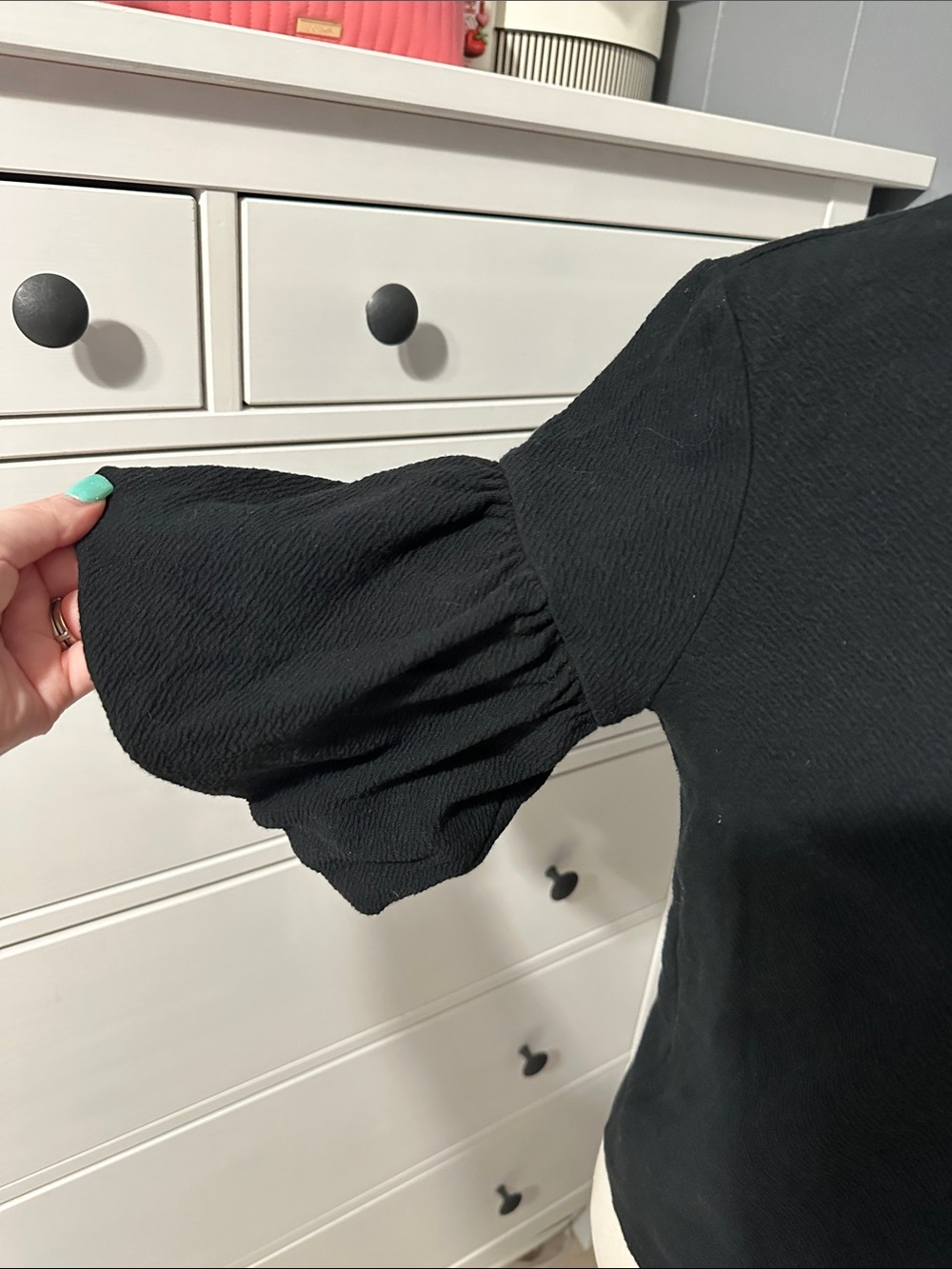 Express Black Short Ruffle Sleeve Tee - Picture 4 of 6